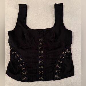 Free People Black Corset Top with Gold Accents